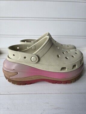 Crocs Mega Crush Colordip Unisex Clog 208988-2Y3 Pink Cream Womens 9 Mens 7